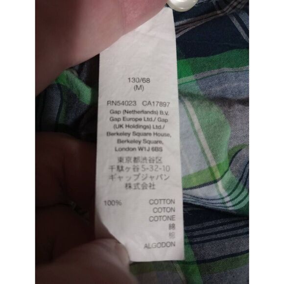 Gap Shirt‎ Boys Medium Green White Long Sleeve Button Front - Picture 6 of 7